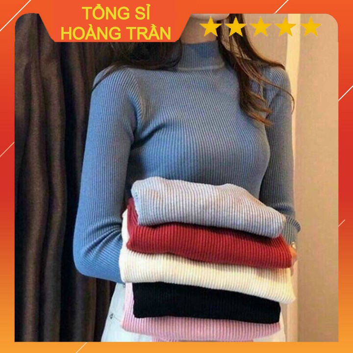(sỉ lẻ giá rẻ) Áo len dài tay cổ 3cm len tăm