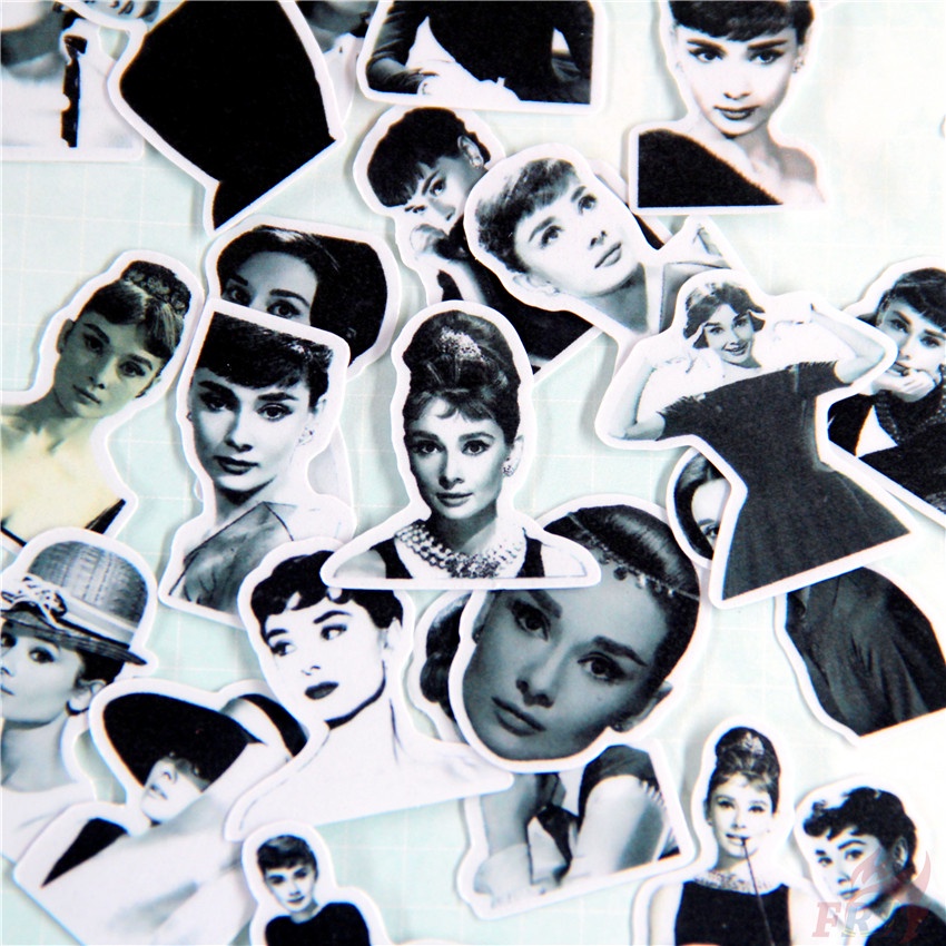 ★★★ Audrey Hepburn Q-1 Classical Black &amp; White Diary Manual Stikers ★★★ 50pcs/set DIY Fashion Album Decor Stikers