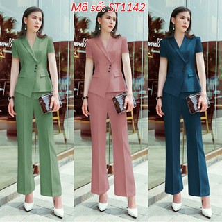 ➡️#ST1142 Set nguyên bộ vest quần ống suông 2 túi giả xinh xắn