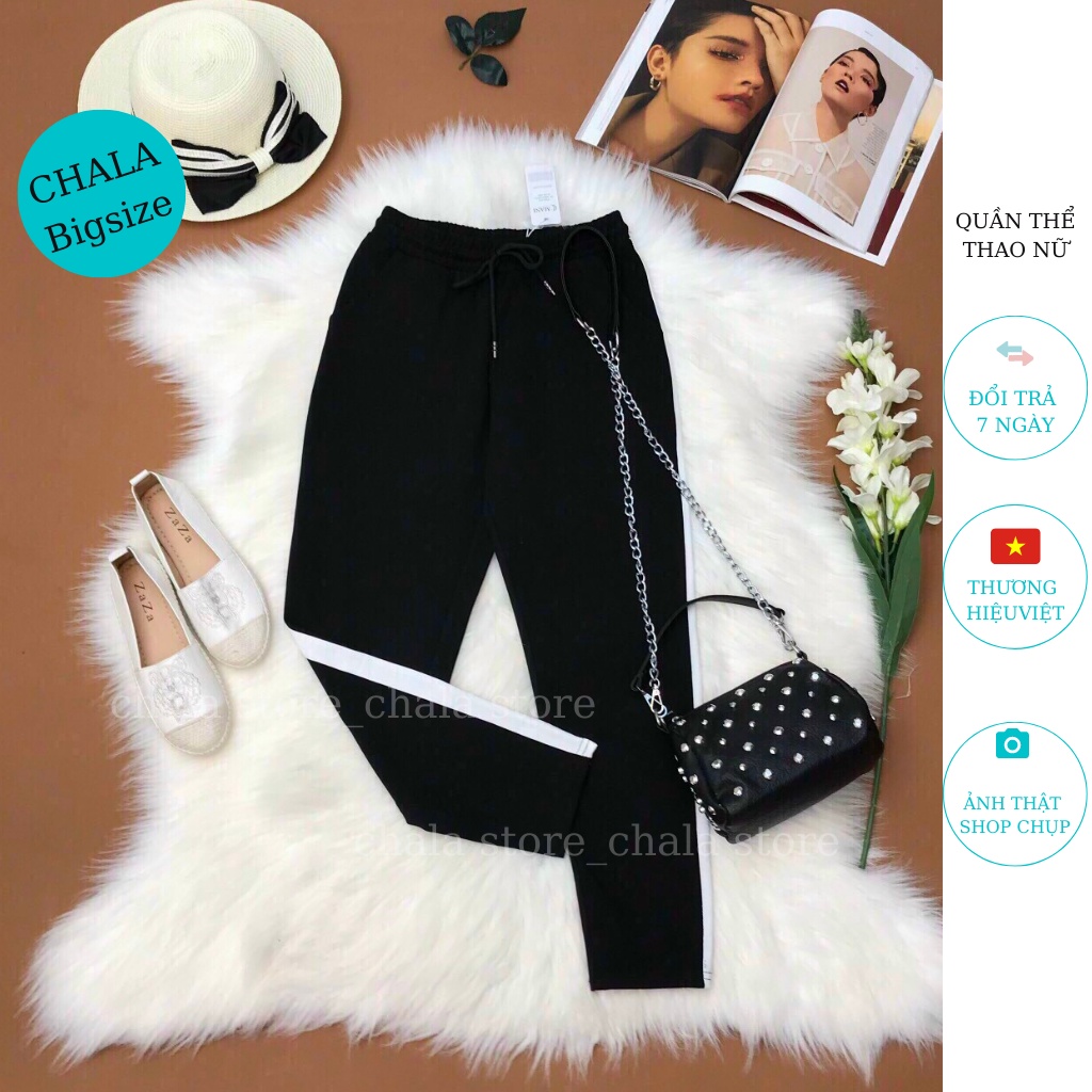 Quần Thể Thao Nữ 1 Sọc Chala, Quần Jogger Umi Lưng Chun Cạp Cao Dáng Baggy