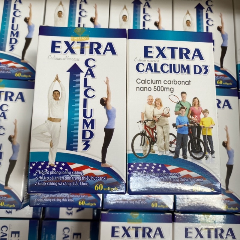 Viên uống Canxi nano Extra Cadimax nanocare Calcium D3 Hộp 60 viên - bổ sung canxi D3 K2 MK7 - Extra Calcium D3