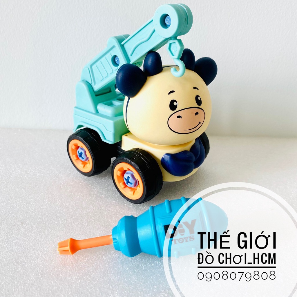 [HOT-TRỢ GIÁ] Túi đồ chơi 4 xe công trình lắp ráp có tua vít giúp bé phát triển khả năng tư duy, sáng tạo, xe mô hình
