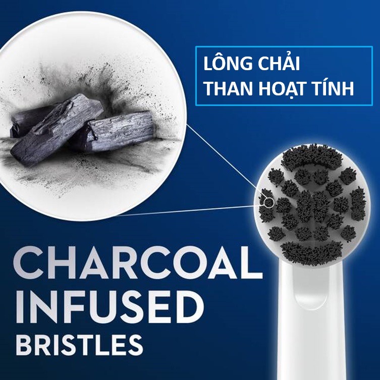 Đầu bàn chải điện Oral B Charcoal than hoạt tính làm trắng răng.Set 2 đầu thay