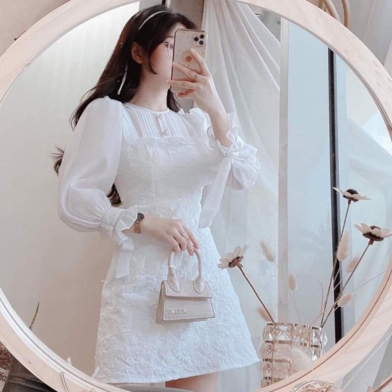 Đầm dự tiệc gấm xốp trắng nhẹ nhàng thanh nhã Ura Dress | BigBuy360 - bigbuy360.vn