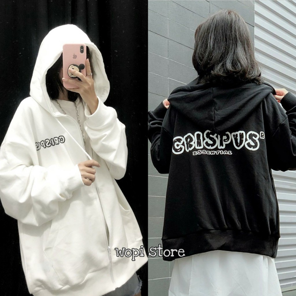 {Evacici} Áo Khoác Hoodie Nam/ Nữ Nỉ Bông 2 màu đen trắng HOTHIT nhiều size.