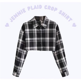 Jeline - áo sơ mi jennie crop top | áo sơ mi kẻ sọc