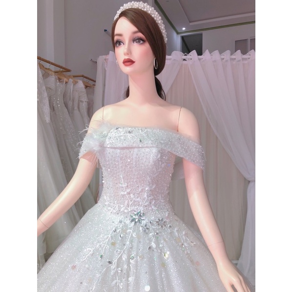 VÁY CƯỚI TRẮNG KIM SA VẢY