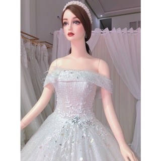 VÁY CƯỚI TRẮNG KIM SA VẢY