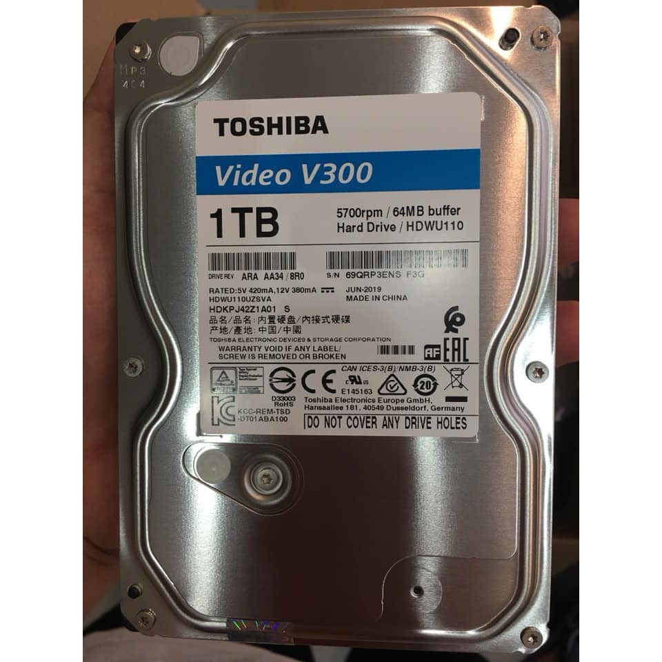 Ổ cứng Camera Toshiba V300 Video Stream 1Tb 5700rpm 64Mb chính hãng