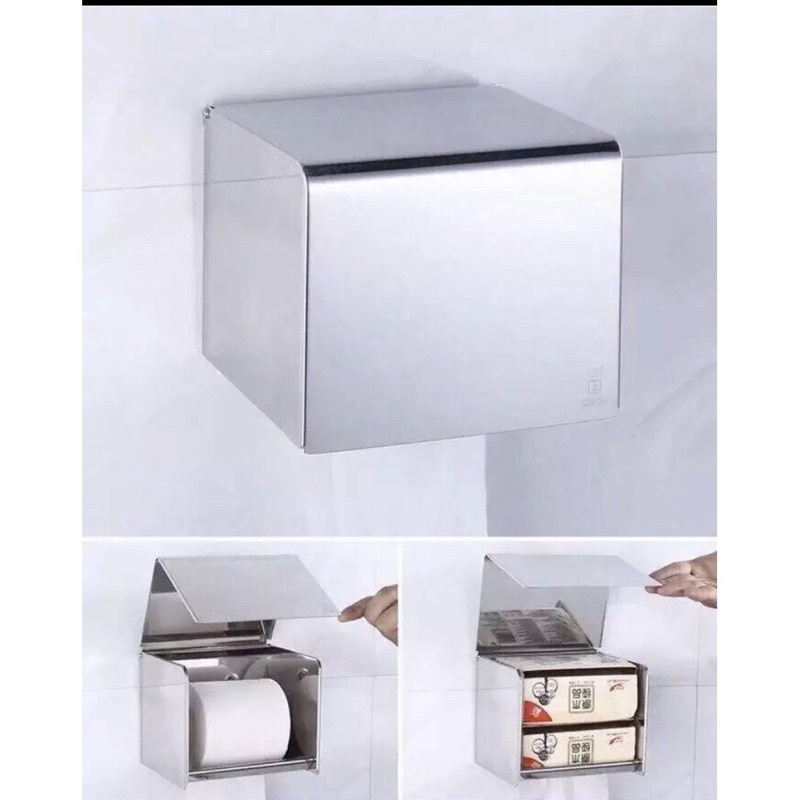Hộp giấy vệ sinh vuông 304, lô giấy kín inox 304, hộp đựng giấy vệ sinh
