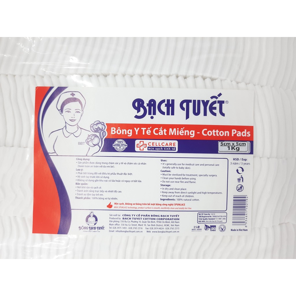 BÔNG GÒN CẮT SẴN BẠCH TUYẾT 5X5CM GÓI 1KG | BigBuy360 - bigbuy360.vn