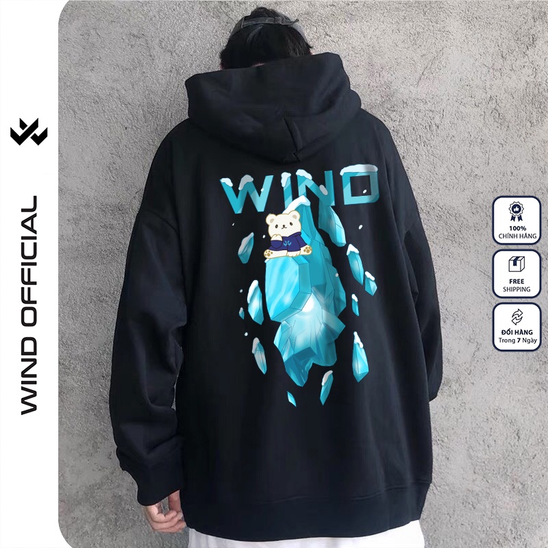 Áo hoodie unisex WIND form rộng nỉ nam nữ Tuyết HD22 thời trang thu đông oversize | BigBuy360 - bigbuy360.vn