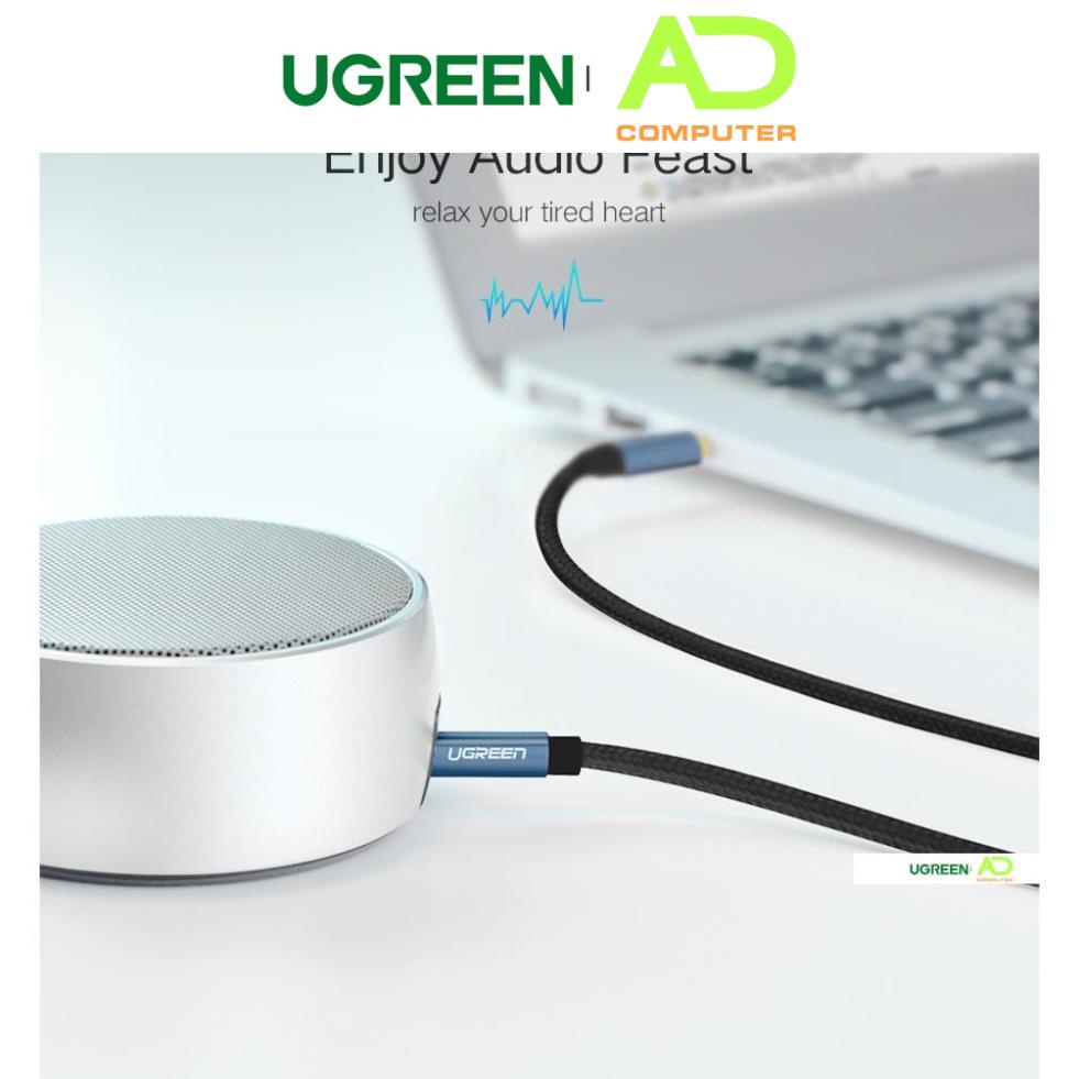 Dây 3.5mm vỏ bện vải sợi tổng hợp, màu đen dùng cho điện thoại máy tính bảng... UGREEN AV112 - Hàng phân phối chính hãng