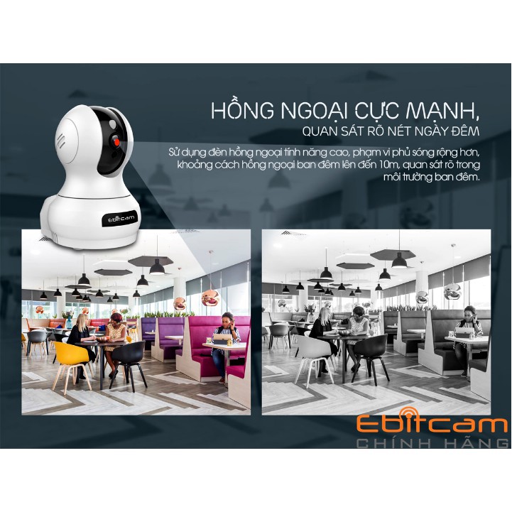 Camera IP Wifi Ebitcam E3 (4.0MP - Utral HD+ 1520P), tích hợp AI thông minh phát hiện khuân mặt, đàm thoại 2 chiều