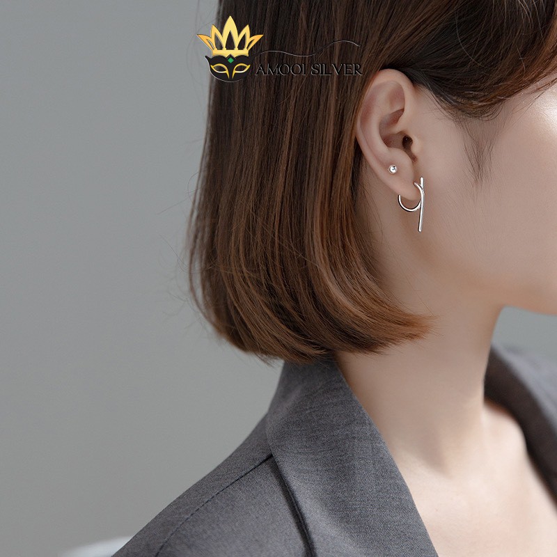Bông tai bạc S925 xoắn cá tính - Amooi Silver AB213