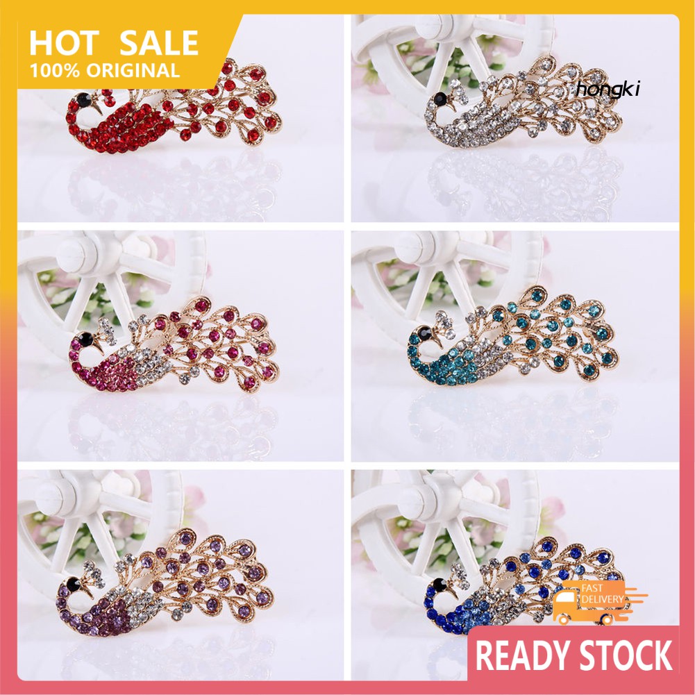 Ghim cài áo hình chim công đính kim cương giả sành điệu cho nữ