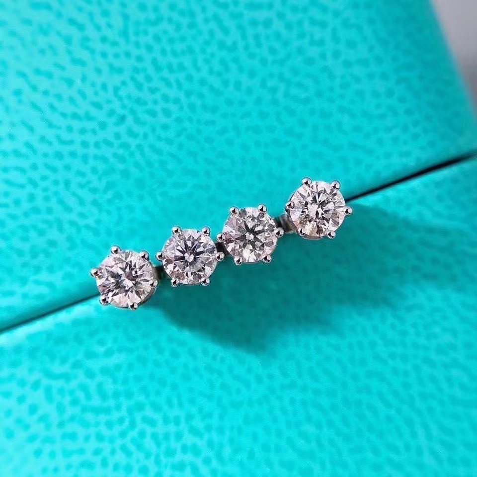 Bông tai nụ đá 6 chấu chốt ren vặn bạc 925 xi kim,Khuyên tai nụ đá cho nam bạc 925-Minh Tâm Jewelry