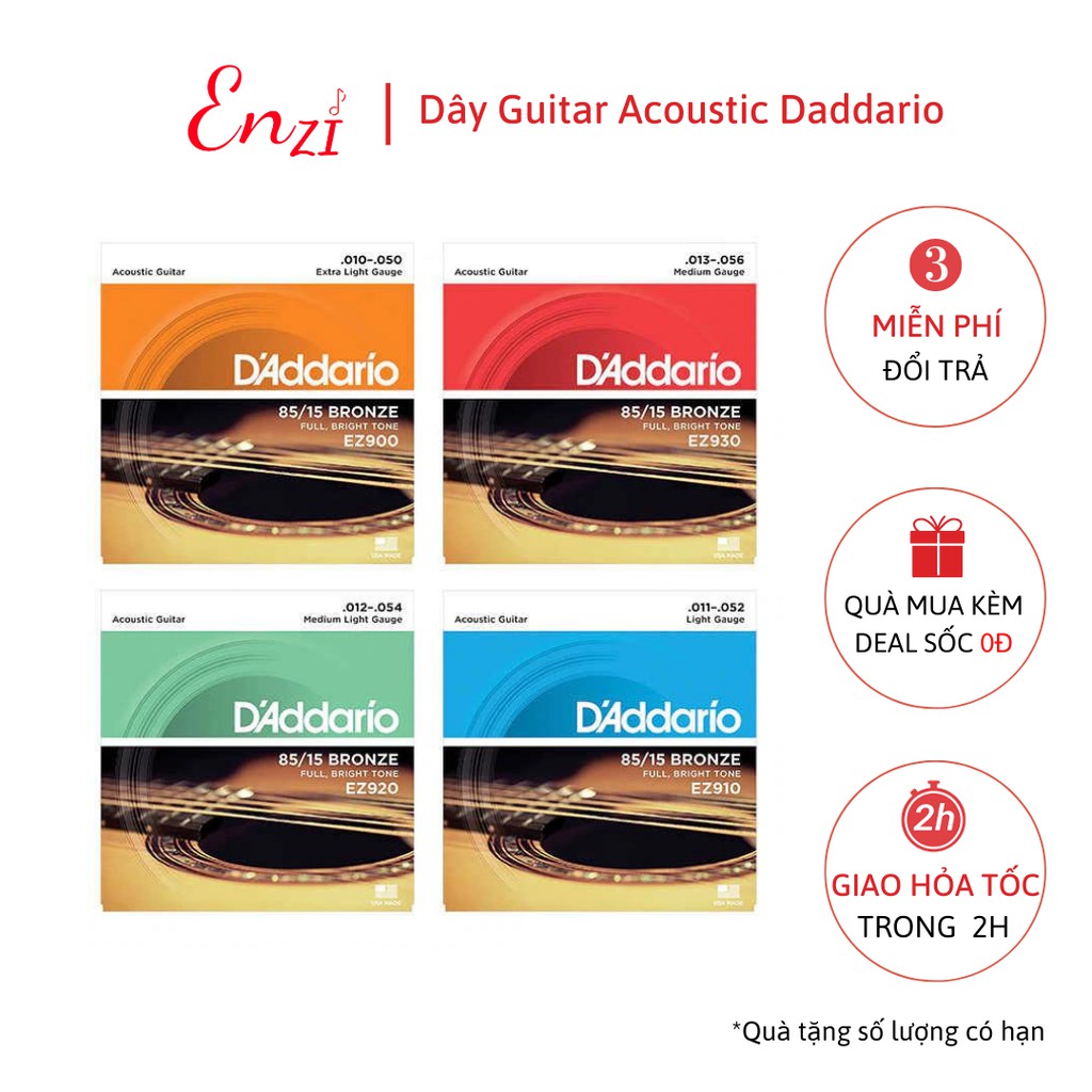 Dây đàn guitar acoustic D'addario EZ910 dây guitar sắt chất lượng Enzi