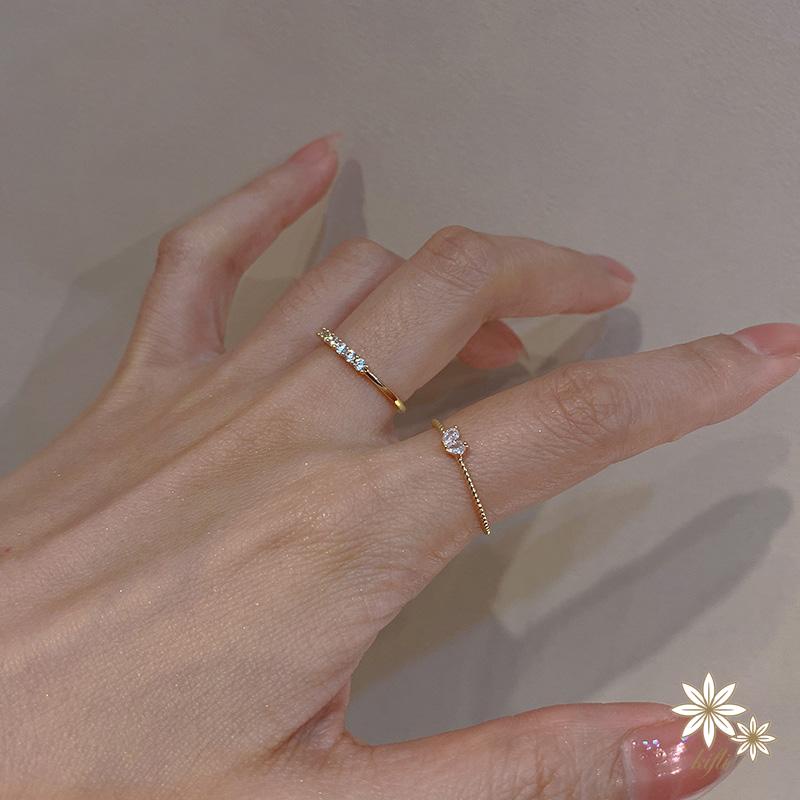 Nhẫn Thép Titan Đính Kim Cương Pha Lê Hình Trái Tim Màu Sắc