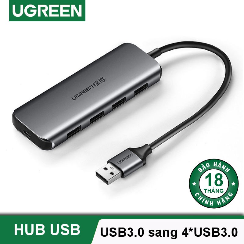 Bộ chia 4 cổng USB 3.0 hỗ trợ cấp nguồn phụ Ugreen 50985