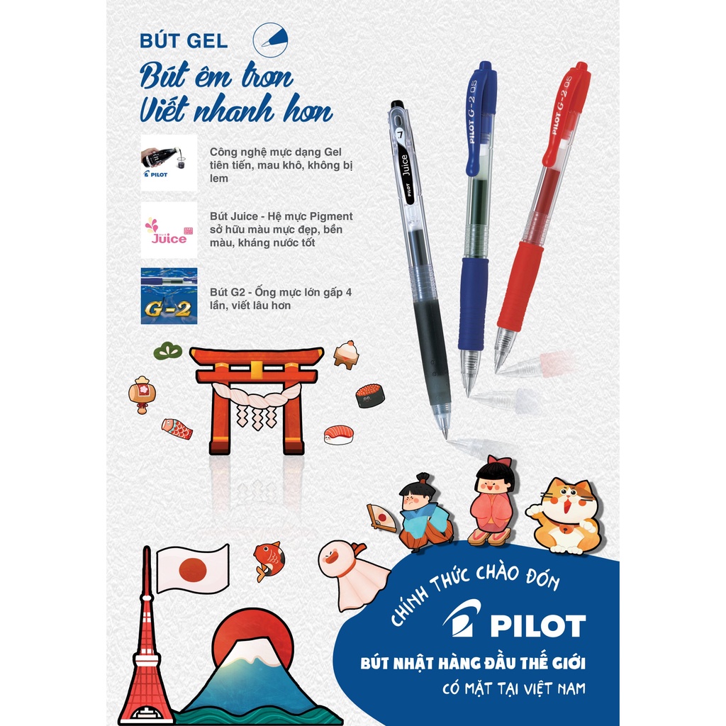Bút Gel Pilot G-2 Mực Xanh 0.5 BL-G2-5-L