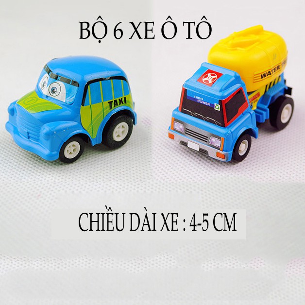 Bộ 6 ô tô đô chơi ( chiều dài ô tô từ 4-5 cm )