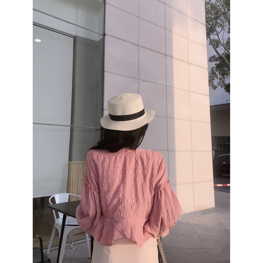 Set áo kiểu nhún bèo chân váy xẻ tà siêu xinh SE328