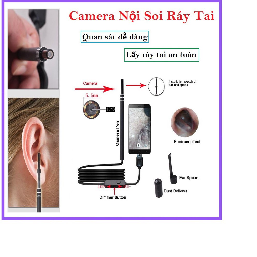 DỤNG CỤ LẤY RÁY TAI CÓ CAMERA NỘI SOI HD VISUAL EARPICK TẶNG NGAY BỘ LẤY RÁY TAI CÓ ĐÈN