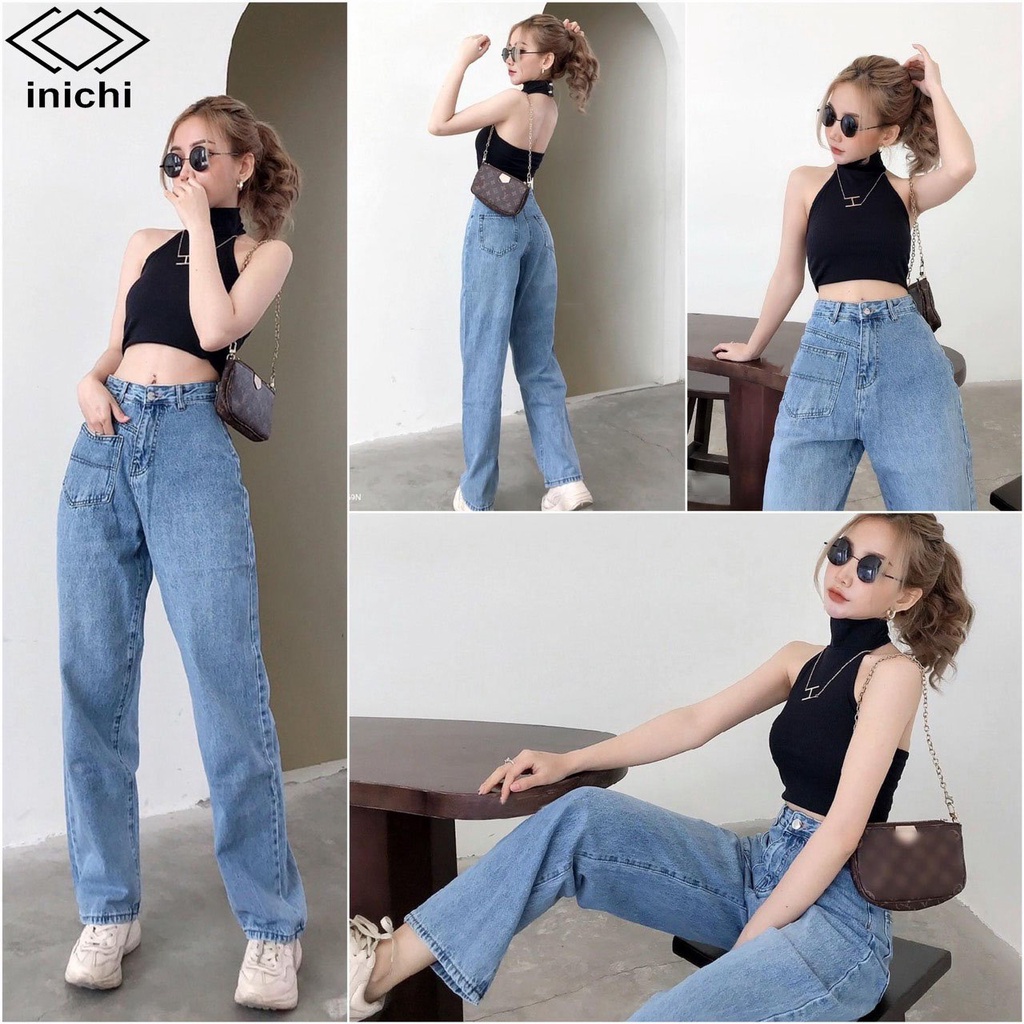 Quần jean nữ INICHI Q872 ống rộng 1 túi vải jean cao cấp chất đẹp | BigBuy360 - bigbuy360.vn