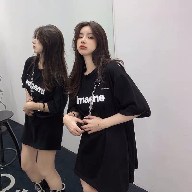 Áo thun cotton in chữ imagine hai màu trắng đen hot hit [FREESHIP] Áo phông nam nữ đẹp nhất unisex