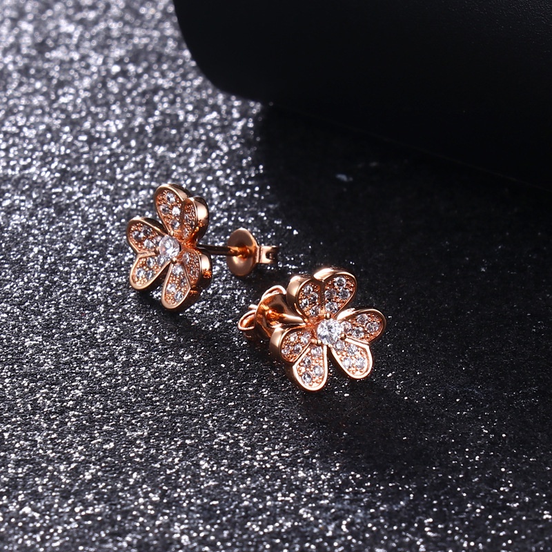 Khuyên tai bạc ý 925 pha lê Swarovski khuyên tai bông hoa ba cánh CECY K215