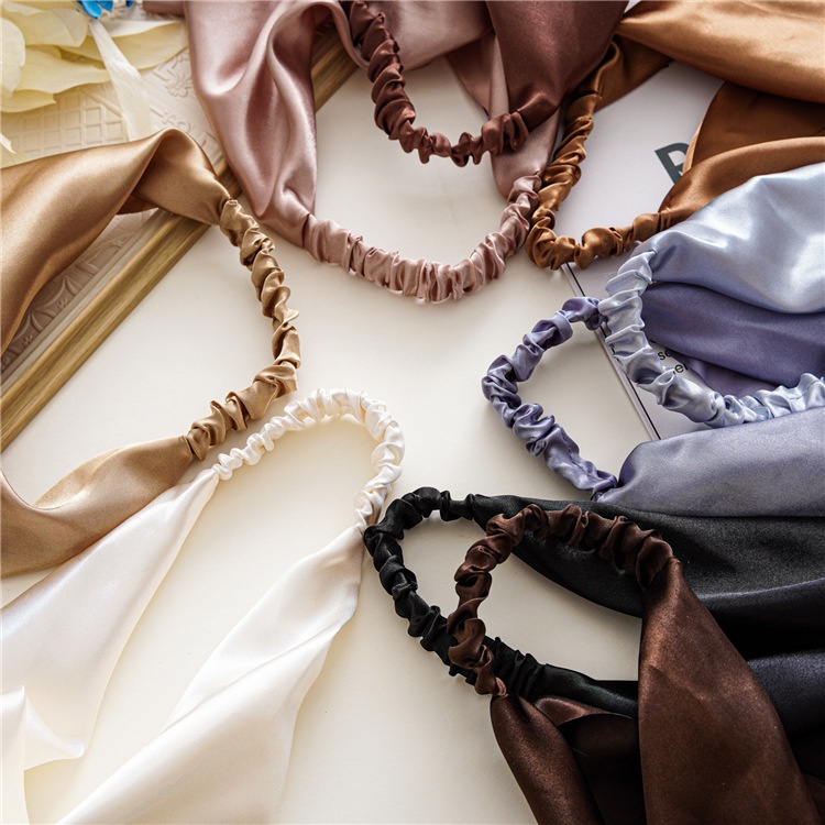 Băng đô vải satin màu trơn đơn giản có thể dùng làm khăn choàng cổ dành cho nữ