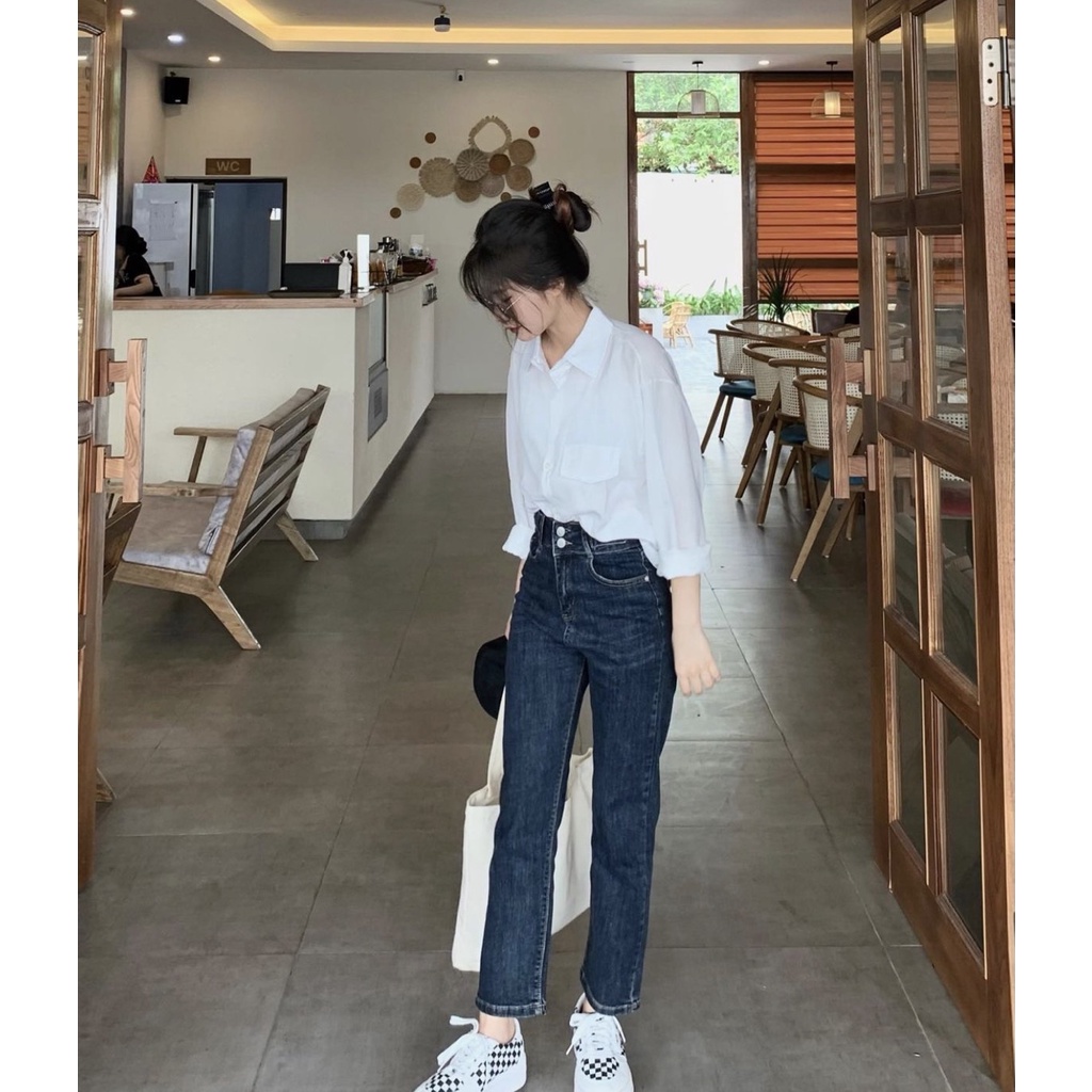 Áo sơ mi trơn vạt đuôi tôm DORA đi học đi làm cá tính Somivattom1104_P0K38