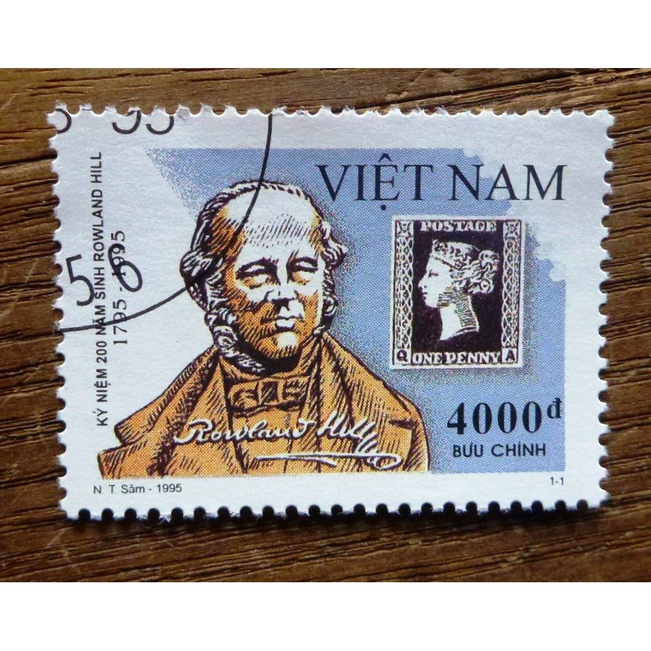 Tem sưu tập MS 715 Tem CTO Việt Nam Ngày Tem kỷ niệm 200 năm sinh Sir Rowland Hill 1995