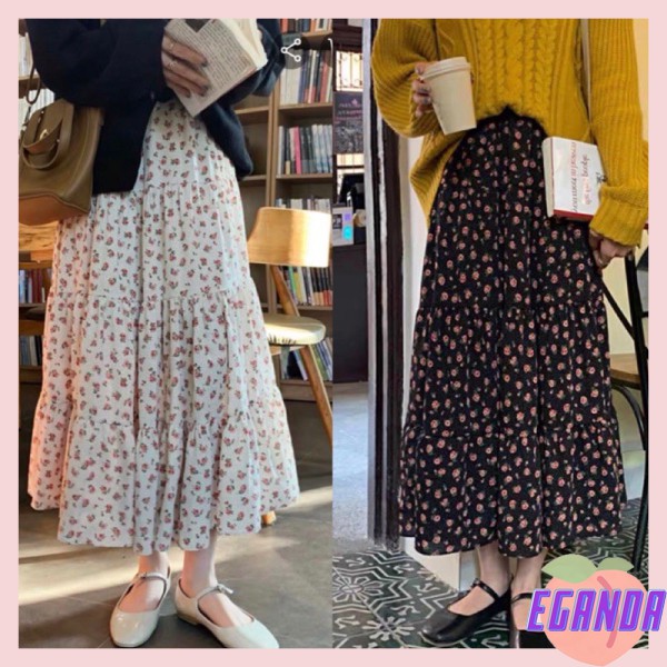 Chân váy hoa nhí, Chân váy hoa nhí 3 tầng ulzzang siêu xinh (ảnh thật)[EGANDA]