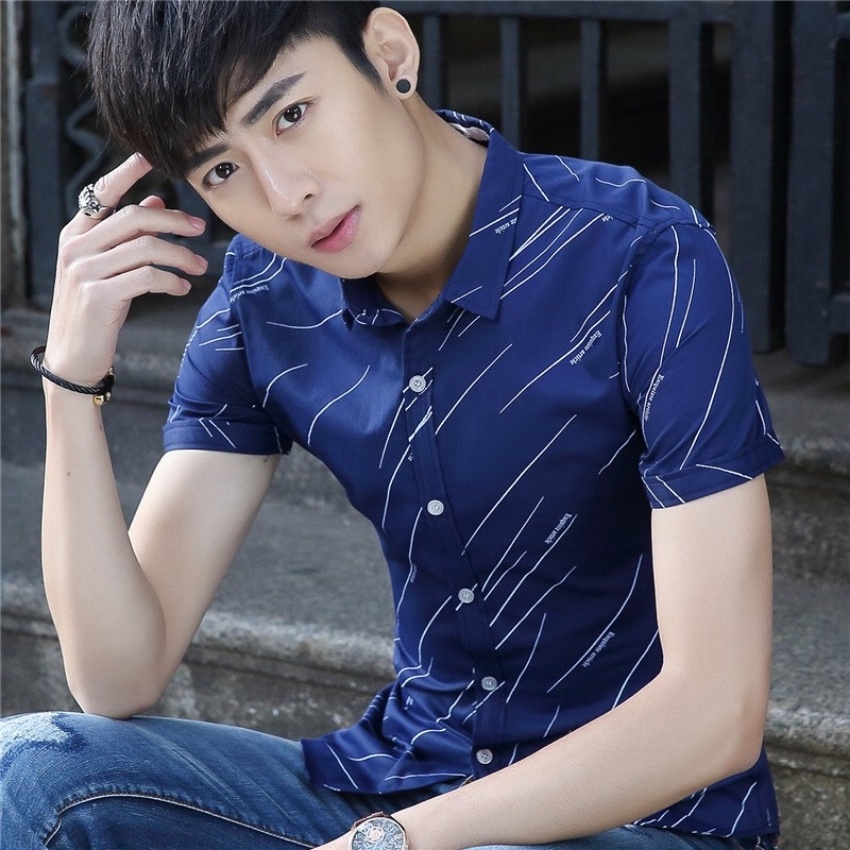 Áo sơ mi nam ngắn tay ❤️ áo sơ mi nam cộc tay họa tiết sao băng thời trang Erina cao cấp