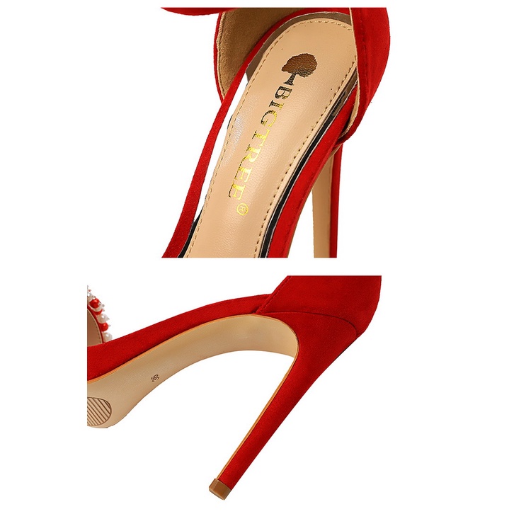 Giày Cao Gót Da Lộn Đính Đá Sang Trọng Quyến Rũ Phong Cách Âu Mỹ Cho Bạn Gái