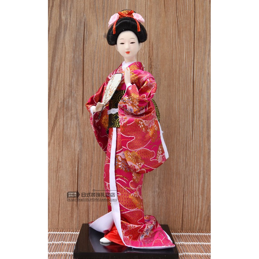 Mô Hình Búp Bê Geisha Mặc Kimono Kích Thước 14 Inch Phong Cách Nhật Bản