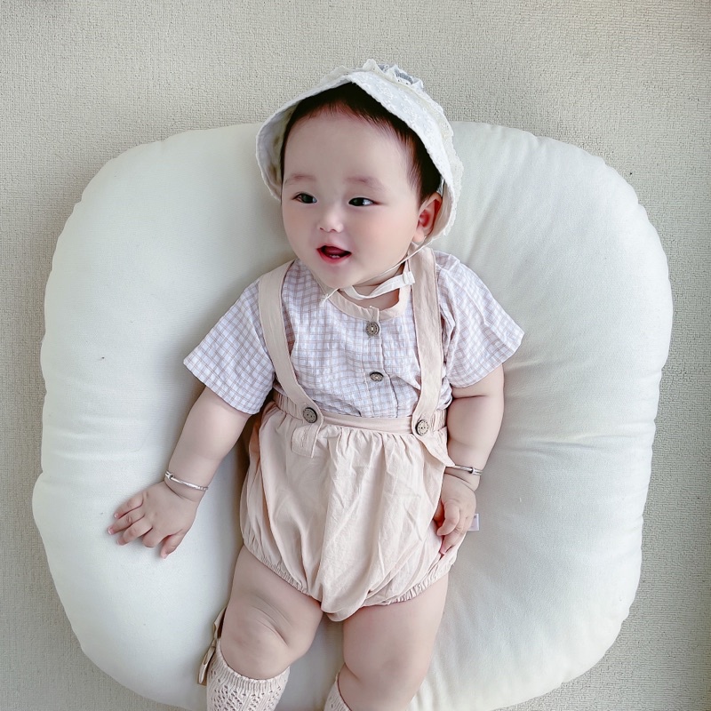 Yếm cho bé_Set yếm kèm áo kẻ mua 1 được 2 cho bé trai - bé gái
