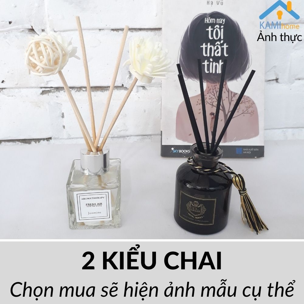 Lọ tinh dầu khuếch tán thơm phòng dạng Bình hoa thủy tinh kèm Que khuếch tán mã 25008 Kami