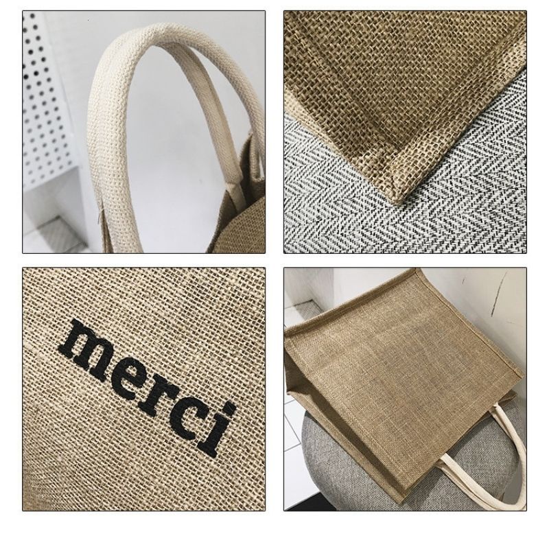 Túi xách nữ cói Merci bản to cầm tay phong cách vintage đi biển siêu xinh JUMITO SF339