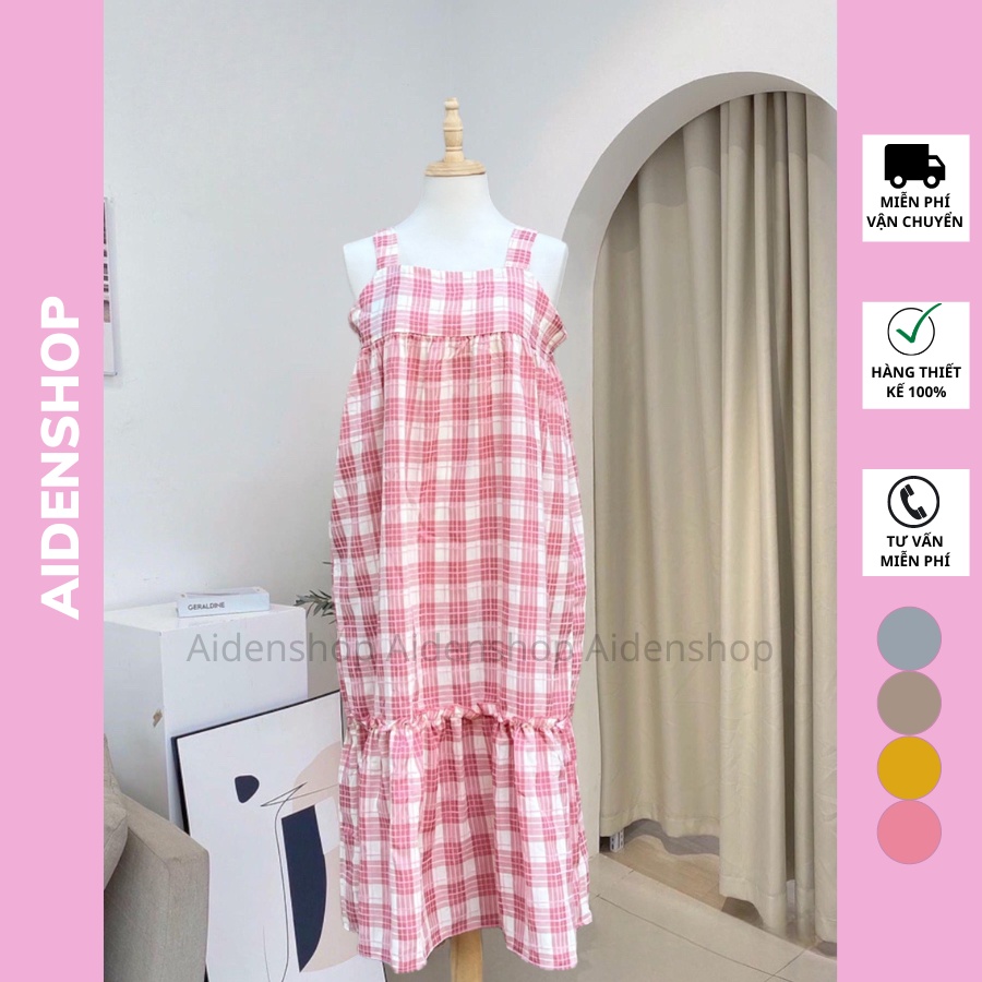 Váy bầu thiết kế hai dây Aidenshop đầm bầu mùa hè mát mặc nhà