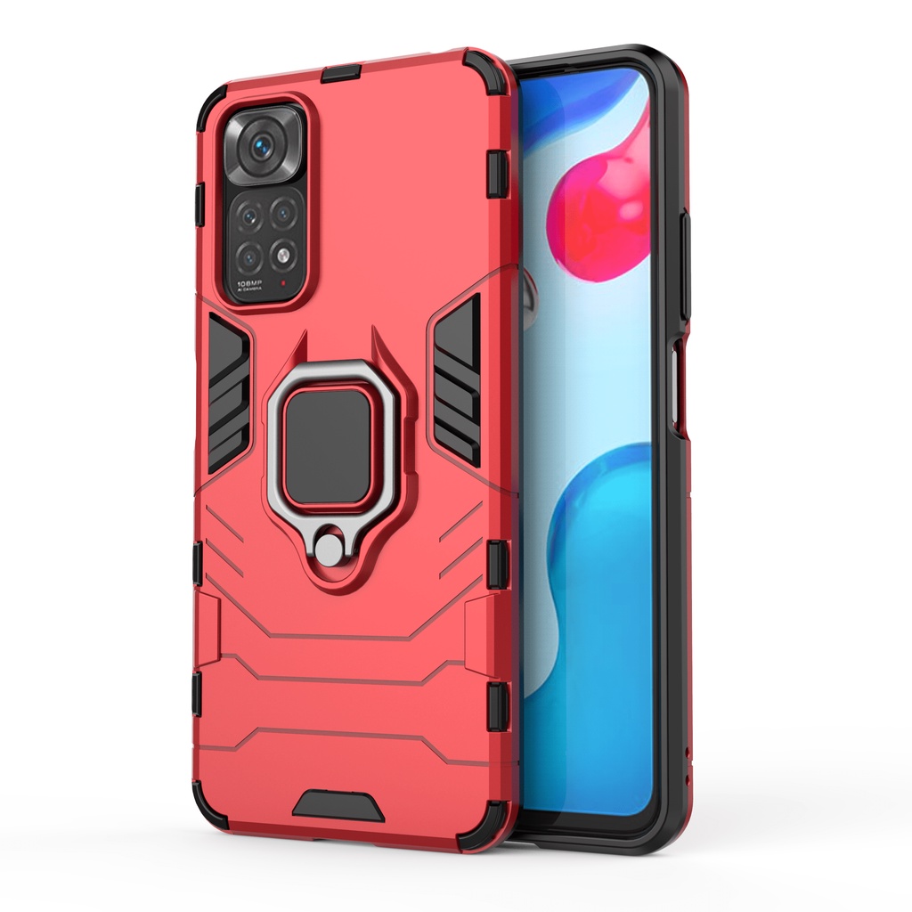 Ốp lưng Redmi Note 11 / Note 11s 6.43' Iron Man Iring chống sốc giá đỡ mặt lưng xem phim kiêm nhẫn hút ô tô