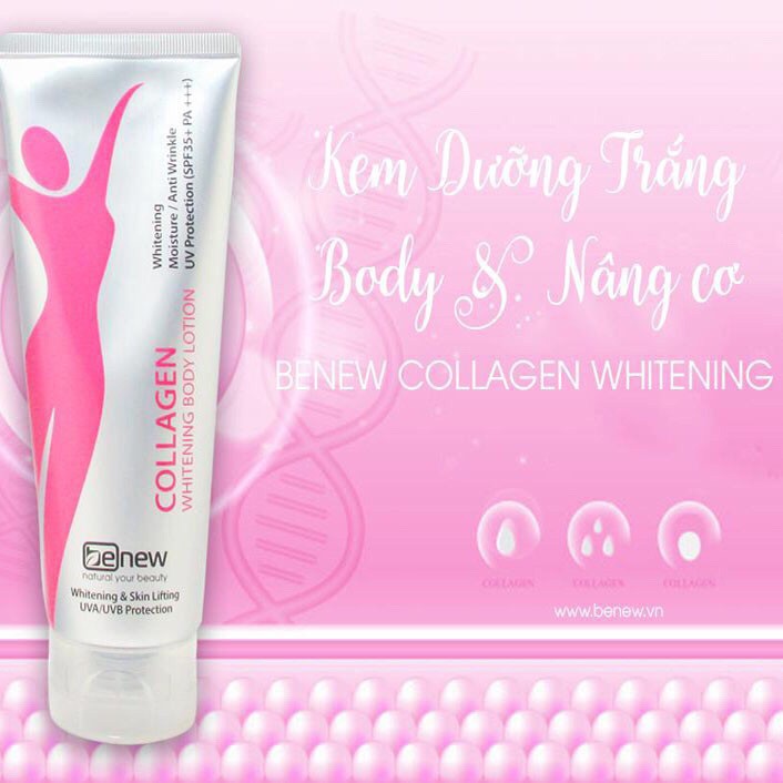 Kem dưỡng trắng da toàn thân Benew Collagen Whitening Body Lotion nhập khẩu chính hãng Hàn Quốc 200ml