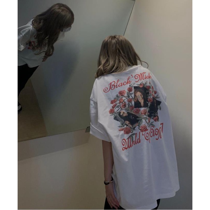 Áo Thun Nữ Ngắn Tay Cổ Tròn In Hoa Thời Trang Hàn