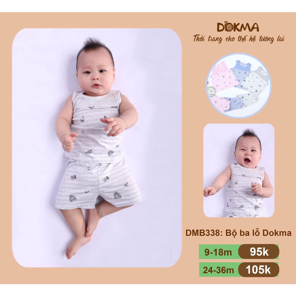 (6-36m) Bộ ba lỗ / bộ sát nách vải cotton kiểu dáng thể thao cho bé - DOKMA