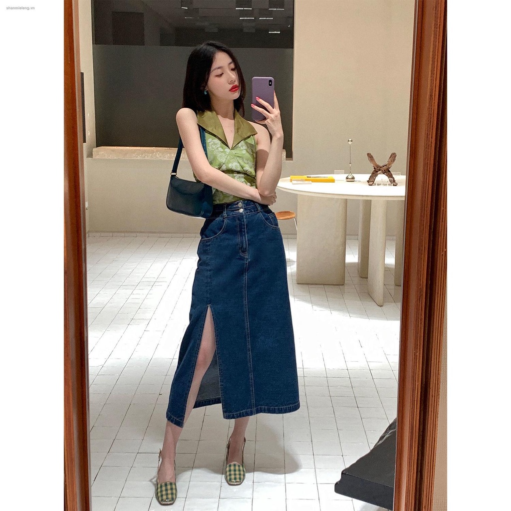 Đôi giày gót vừa dày mũi vuông họa tiết kẻ sọc màu xanh lá cổ điển thời trang xuân hè cho nữ 2022