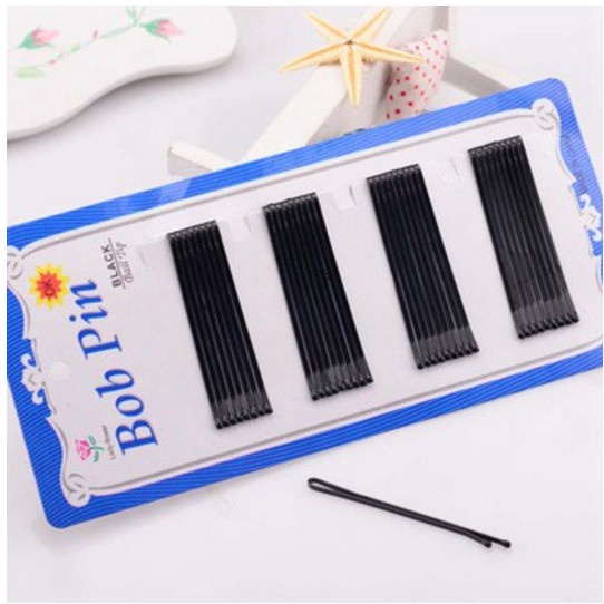 Kẹp Tóc Kẹp Tăm Vỉ 60 Cây Cho Bạn Gái Màu Đen