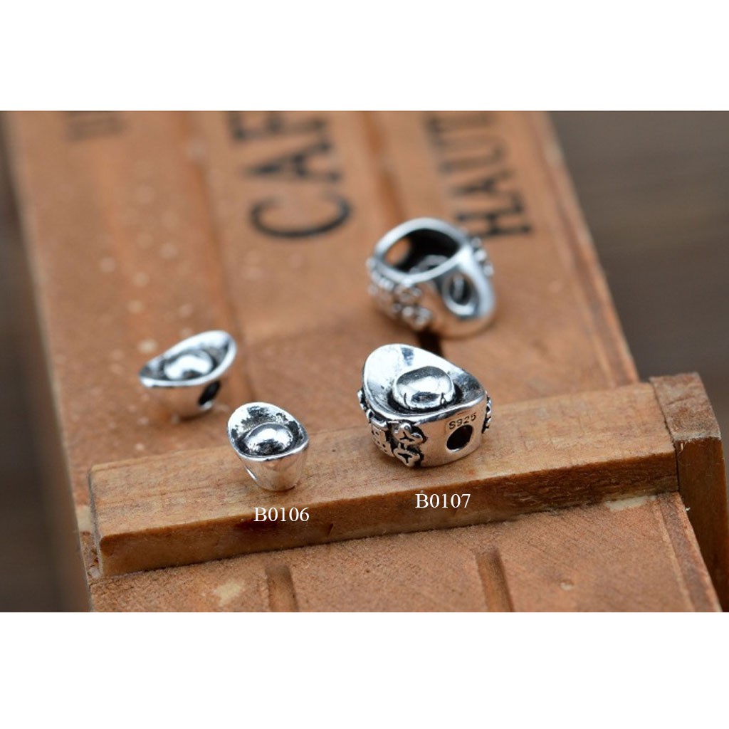 Phụ kiện Charm bạc Thỏi vàng xỏ(lớn)
