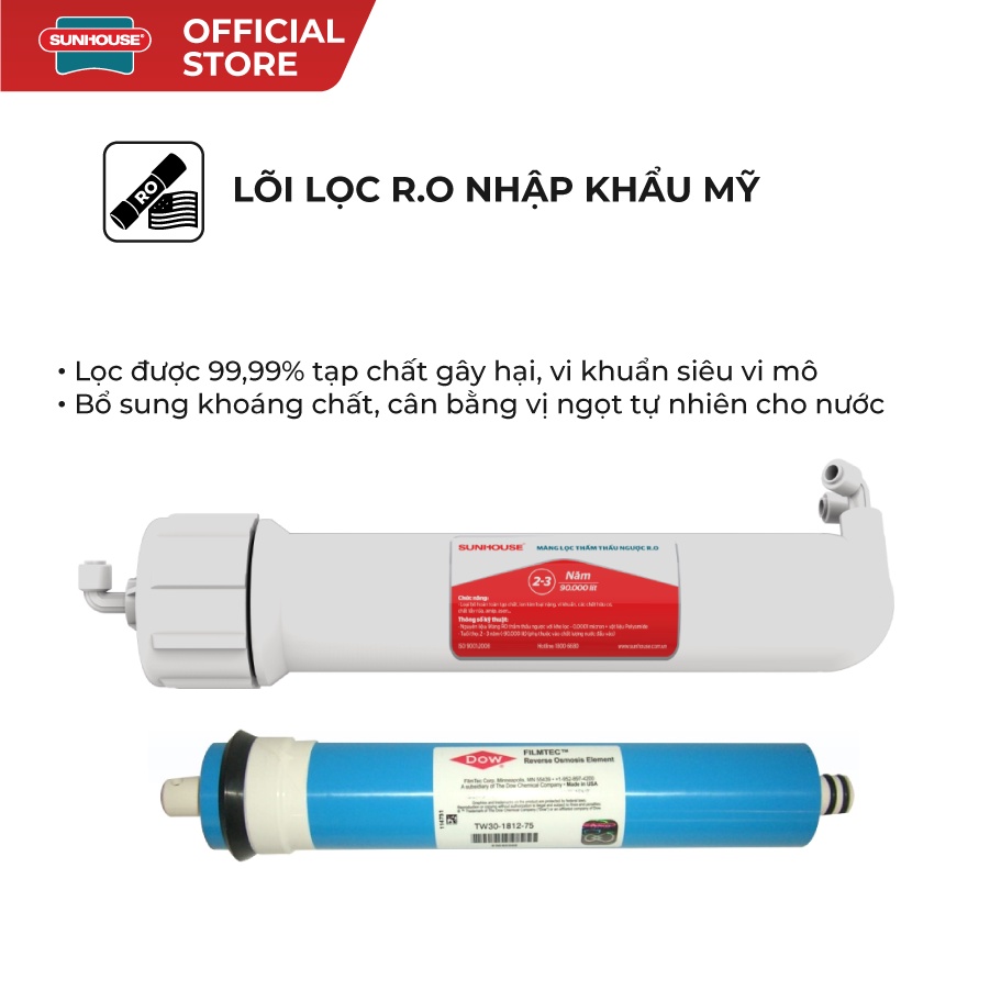 Máy lọc nước R.O 8 lõi SUNHOUSE SHA8818K